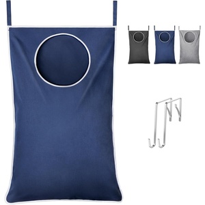image:imageLifewit 1 Pack Over Door Laundry Hamper Collapsible Hanging Light GrayDark Blue