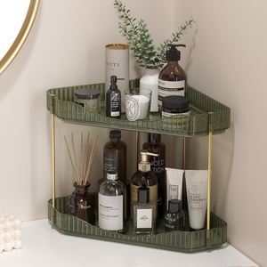 image:imageLifewit 2 Tier Corner Bathroom Counter Organizers and Storage ClearGreen